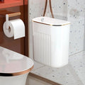 Household Kitchen Cabinet Wall-Mounted 9L Touch Opening Rolling Cover Eco-Friendly Trash Can with Lid for Bathroom Storage MegaBDM