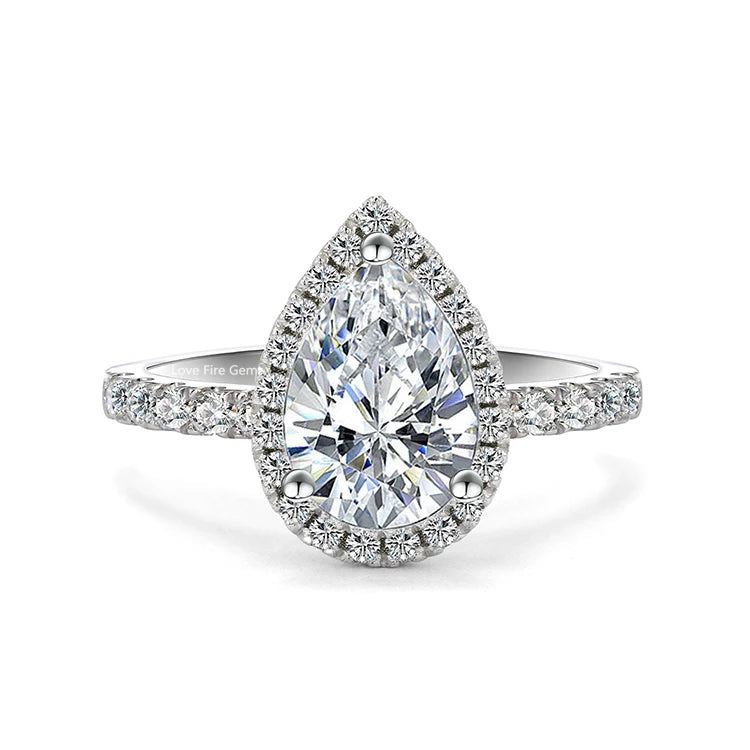 14k Gold 1.5 Carat 6x9mm Pear Cut d Color Vvs Lab Created Moissanite Engagement Ring Diamond White Gold Ring