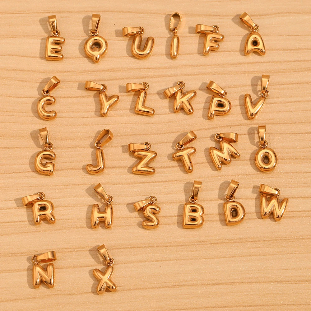 Dropshipping 2024 New Arrivals PVD Gold Plated Letter Charms Stainless Steel Fashion Jewelry Pendants Charms