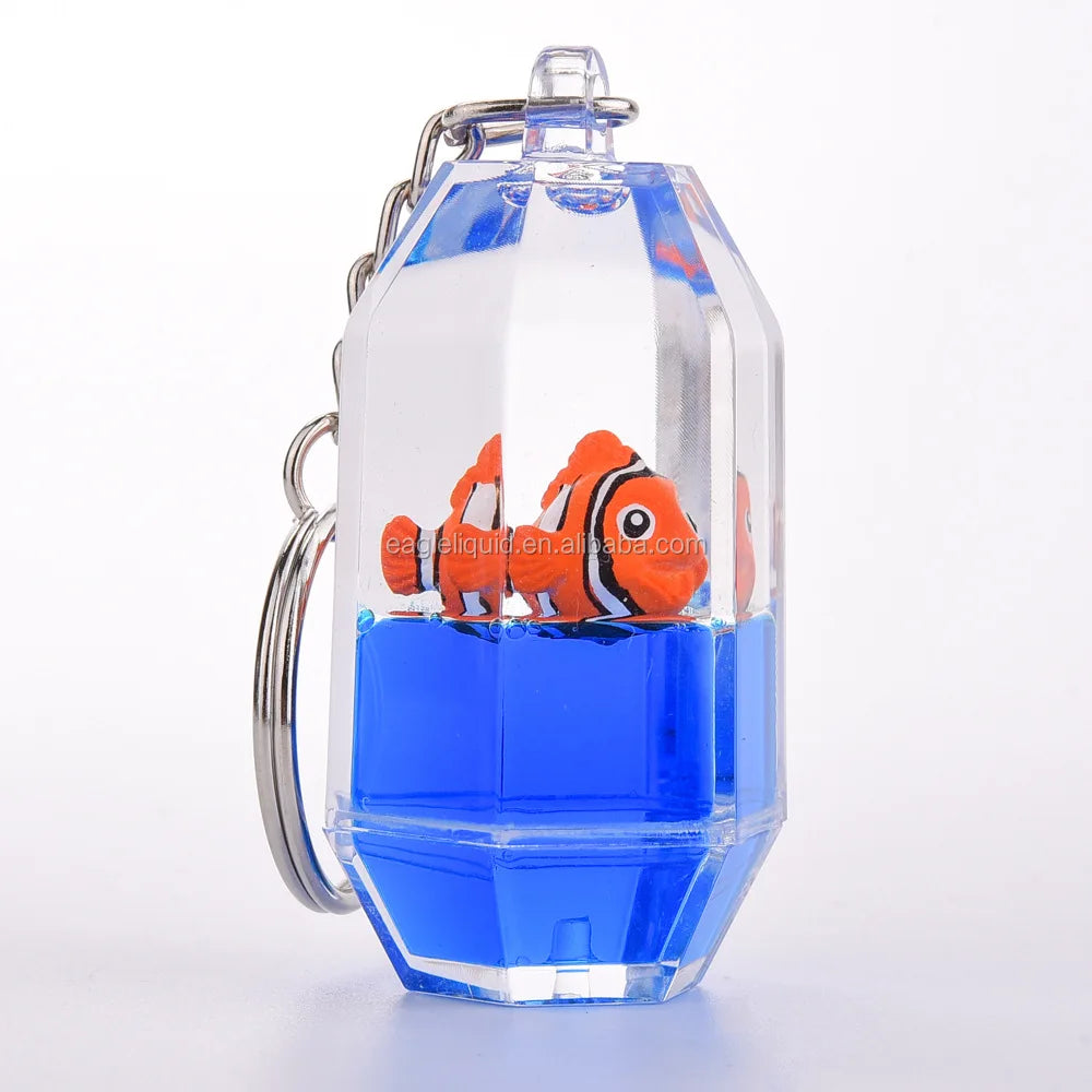 Diamond Keychain Charm Accessories Fashionable Quick Sand Moving Glitter Shaker Keychain Fish Floating Keychain