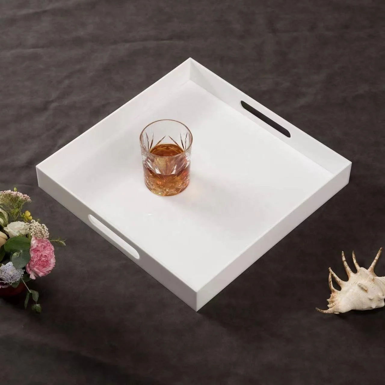 Large Premium Acrylic Serving Tray for Breakfast Tea & Coffee Premium Decorative Display for Food & Beverages