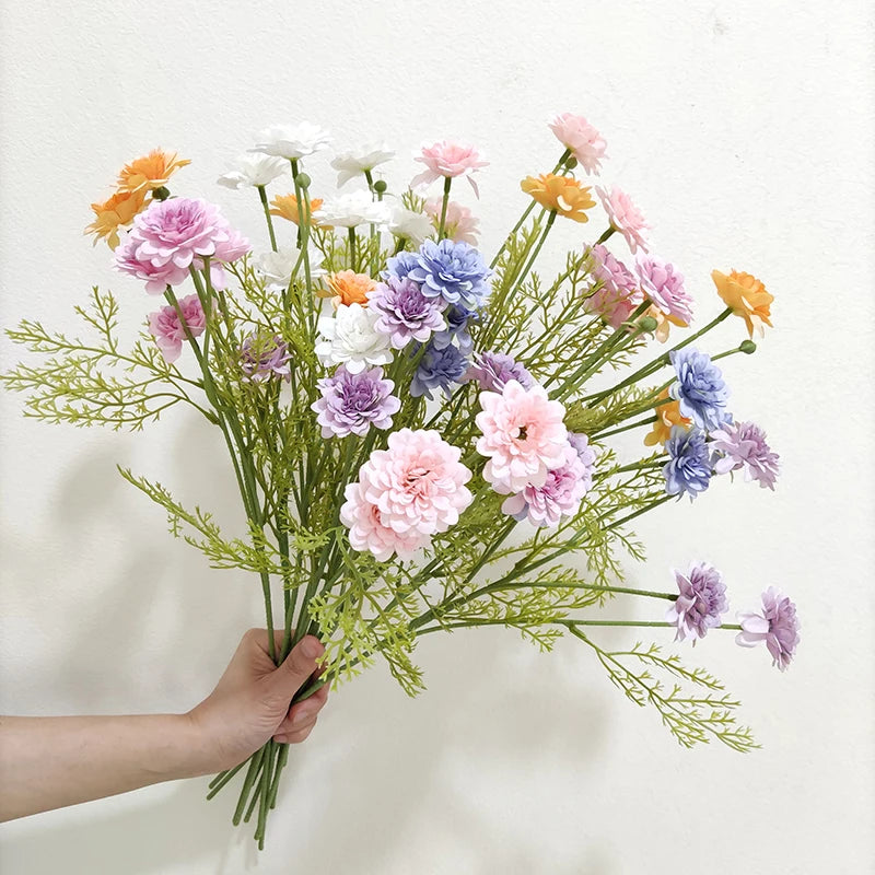 Floral Arrangement Charming Faux Chrysanthemum Flower Silk Small Branch Artificial Daisy Flower for Wedding Home Decor