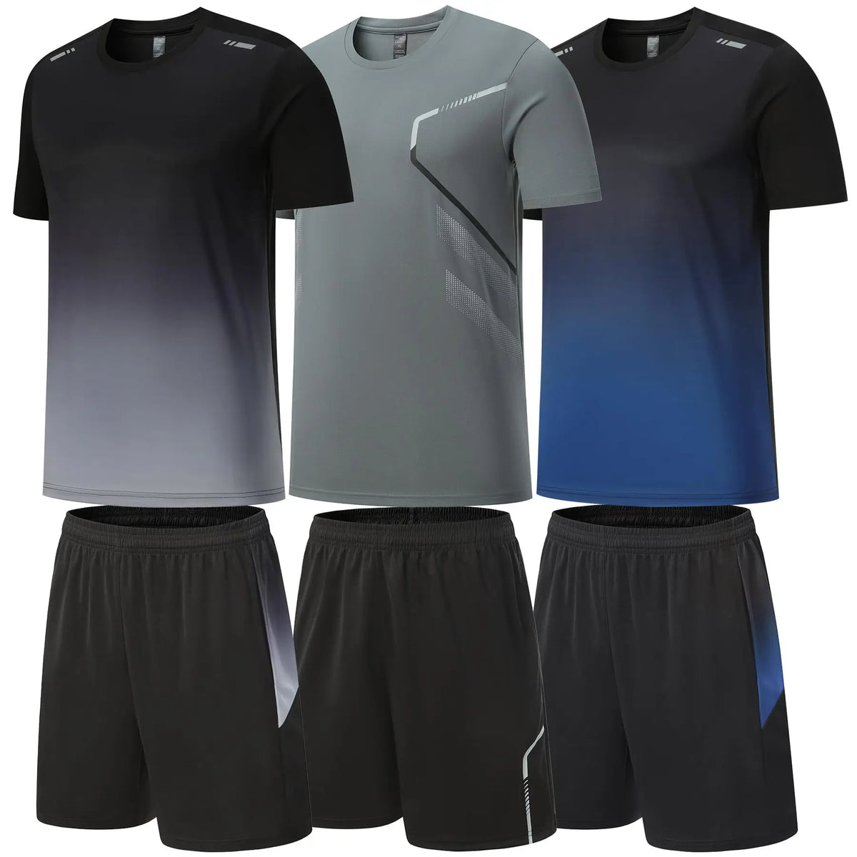 Sportswear Men Unisex Style Running Quick Dry Breathable Gradient Color Shirt Shorts Athletic 2 Piece Men's Tracksuit MegaBDM