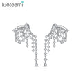 LUOTEEMI Tassel Fringe Drop Charm Jewellery Wedding Bohemian Zircon Bling Large Fashion Jewelry Earrings