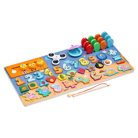HOYE CRAFT Wooden Fishing Toy Figure Dinosaur Catching Counting Counting Shape Stacker