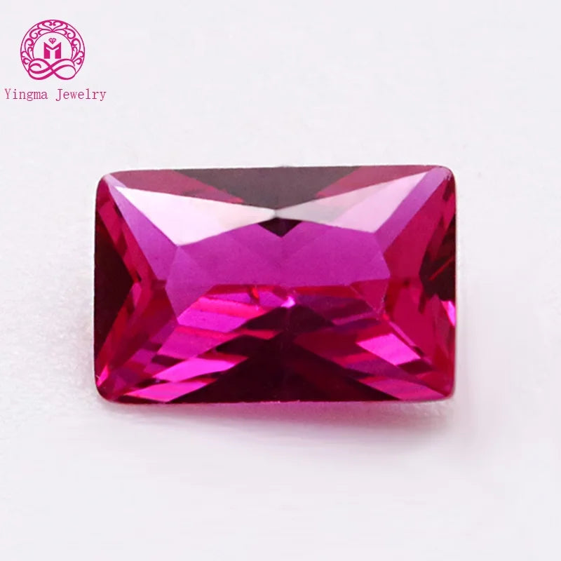 Yingma 2x4mm to 6x8mm Rectangle 5# Red Ruby Wholesale Corundum Synthetic Red Corundum Loose Gemstone