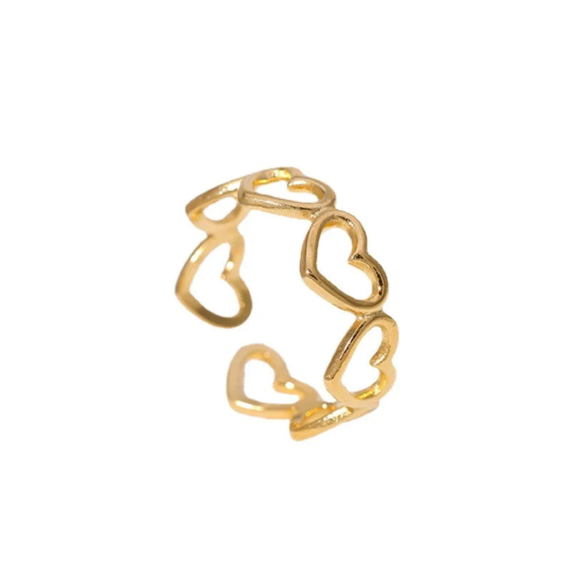 BM Fashion Women Hypoallergenic Jewelry Stainless Steel Hollow Heart Rings for Daily Life