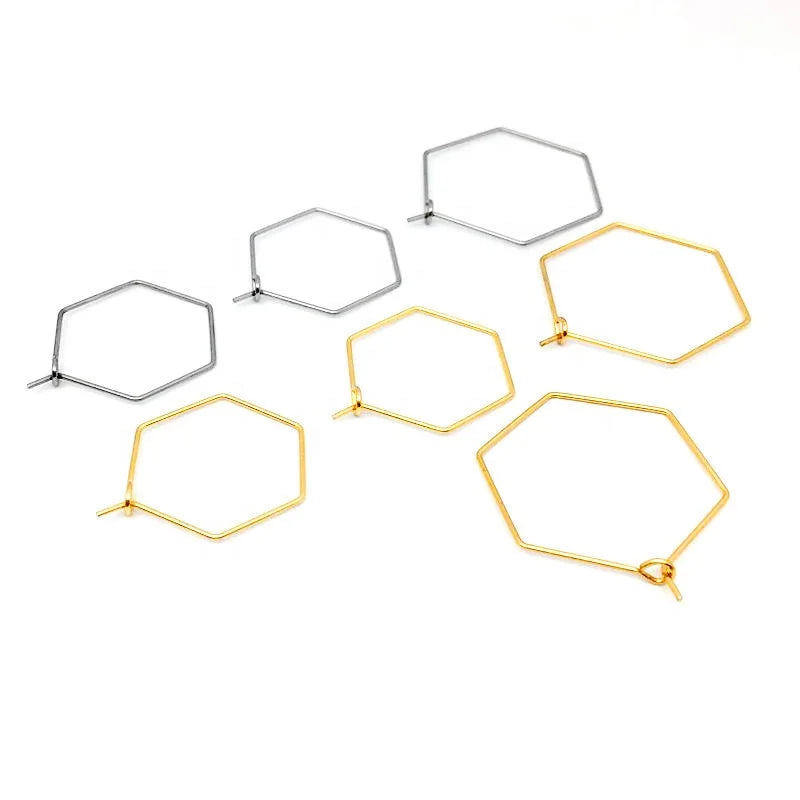 Non Tarnish Stainless Steel Geometric Big Hoop Thin Wire Earring for DIY Earrings 18K Gold Plated Jewelry Making