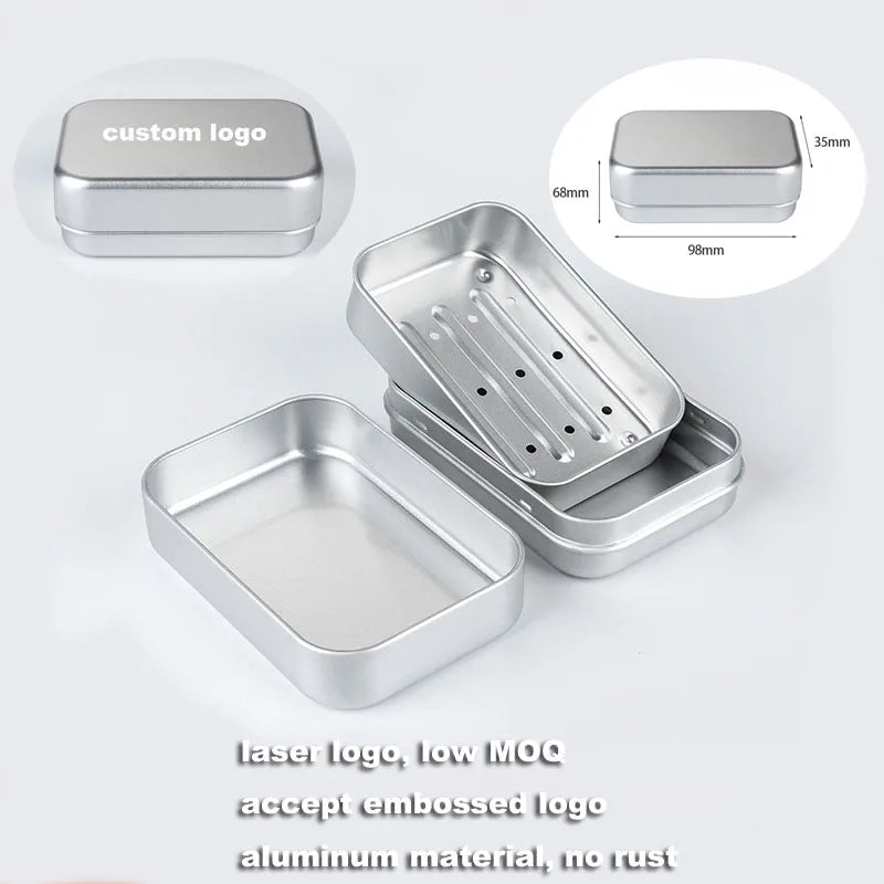 Eco Friendly Custom Logo Travel Metal Soap Tin Box Portable Aluminum Draining Water Soap Bar Soap Case