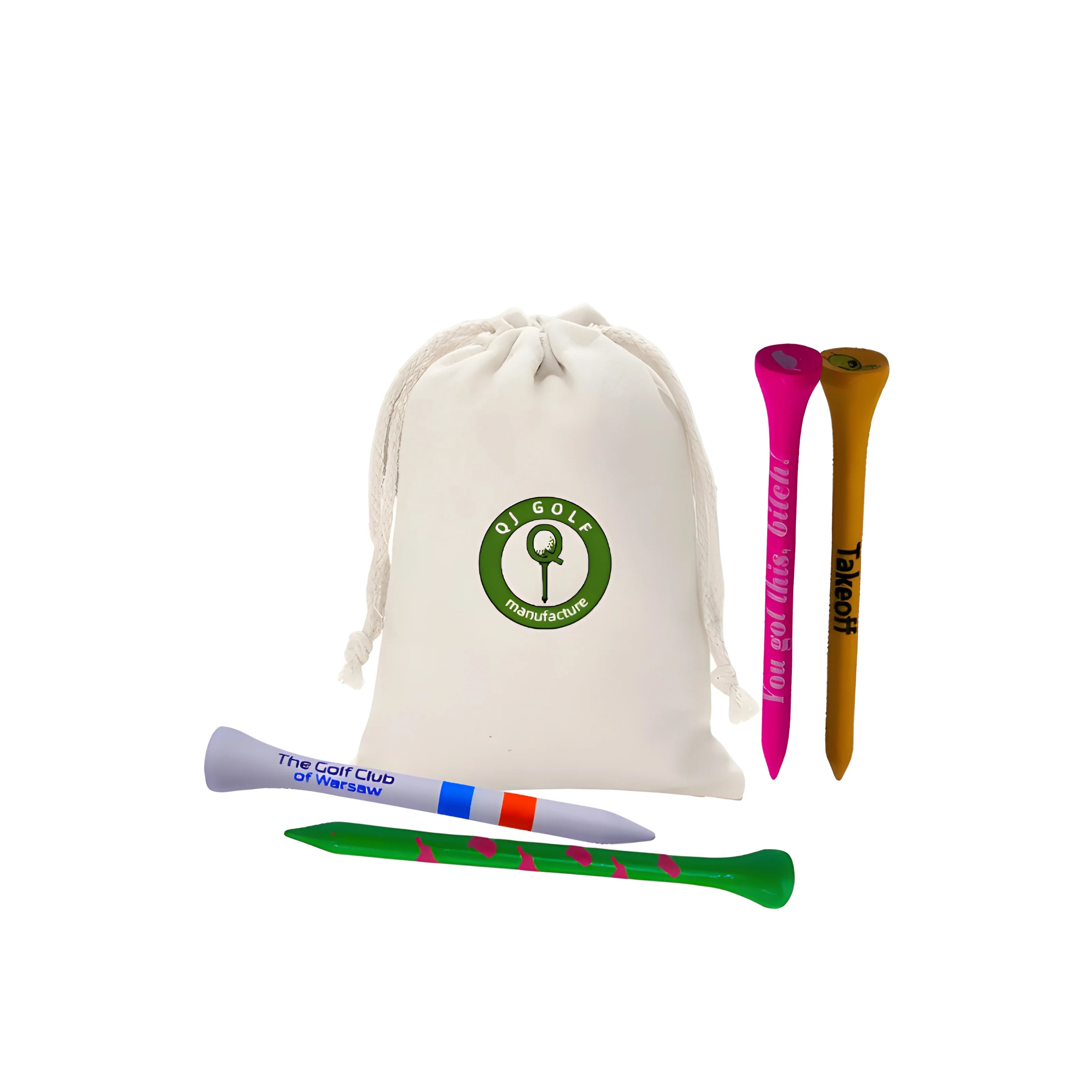 Source Factory Bamboo Golf Tee with Custom Logo Printing Colorful Golf Accessories