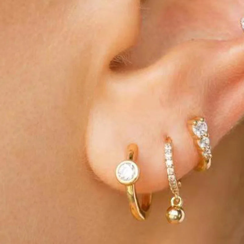 JOOLIM  High End 18K Gold Plated Dainty Zirconia Simple Hoop Earrings Jewelry Stainless Steel Earrings for Women
