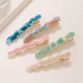 Korean Cute Acetate Wave Hair Clip Sweet Metal Colorful Acrylic Alligator Clips Hairpins Wholesale