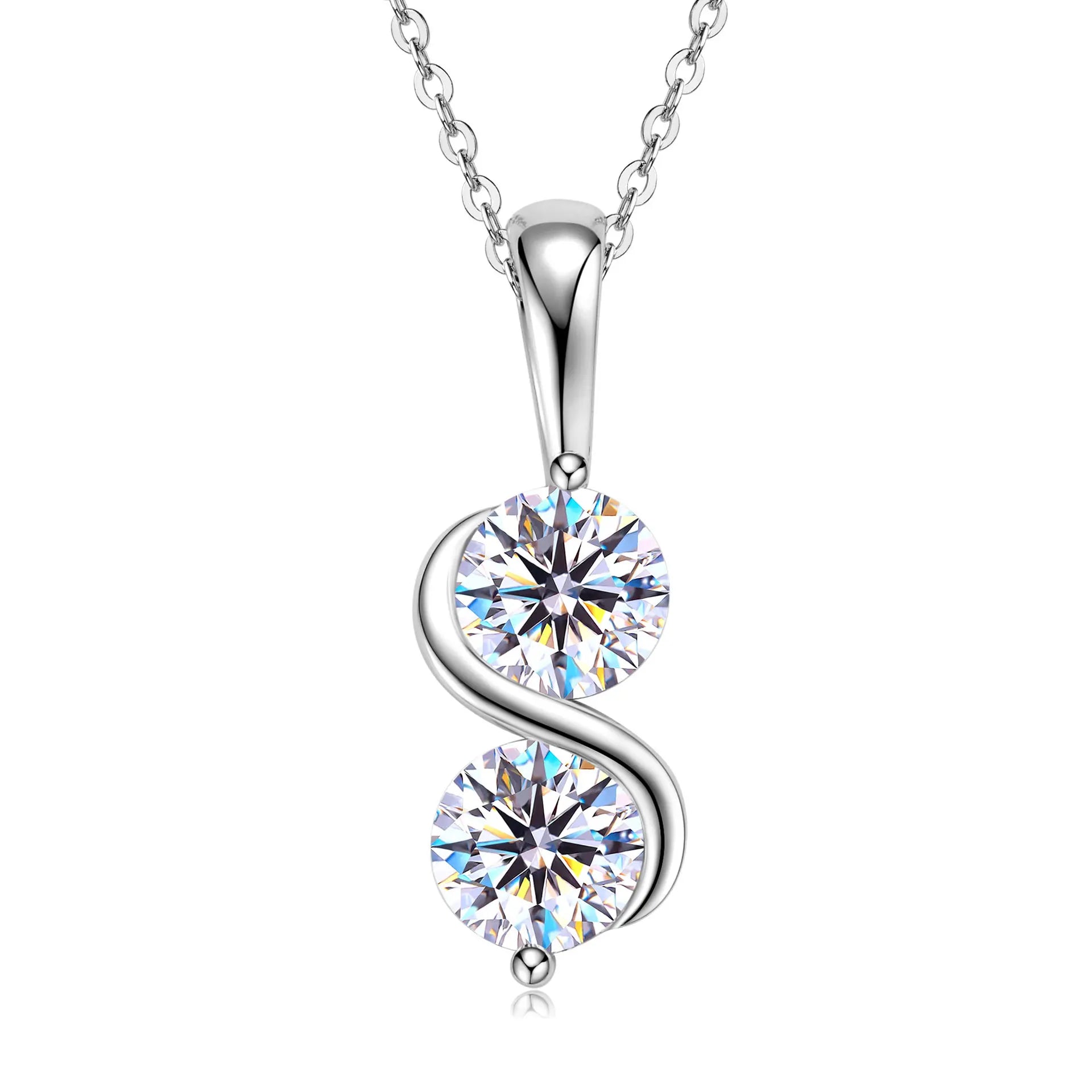 Fashion 925 Sterling Silver Infinity Jewelry Necklaces Round Cut 6.5mm 1CT VVS1 Moissanite Pendant Necklace for Women with GRA