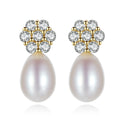 Daidan Elegant Earrings Women Pearl Earrings Sterling Silver Cz Flower Dainty Sterling Silver Flower Stud Earrings