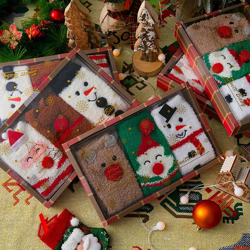 Winter Thickened Warm Christmas Gift Box & New Year Socks Coral Velvet Socks Wholesale