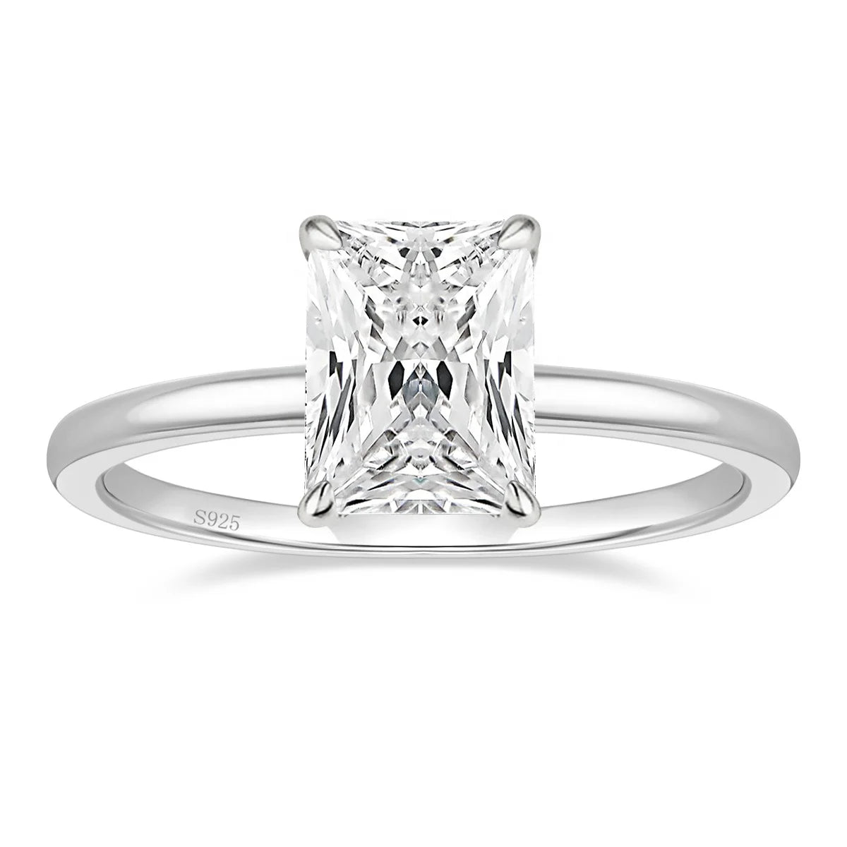 OAHLAN Custom Fine Jewelry Women's Engagement Ring 3ct Radiant Cut VVS Moissanites 925 Sterling Silver Ring for Wedding