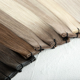 European Genius Weft Virgin Russian Blonde Human Hair Extensions Double Drawn Straight Style