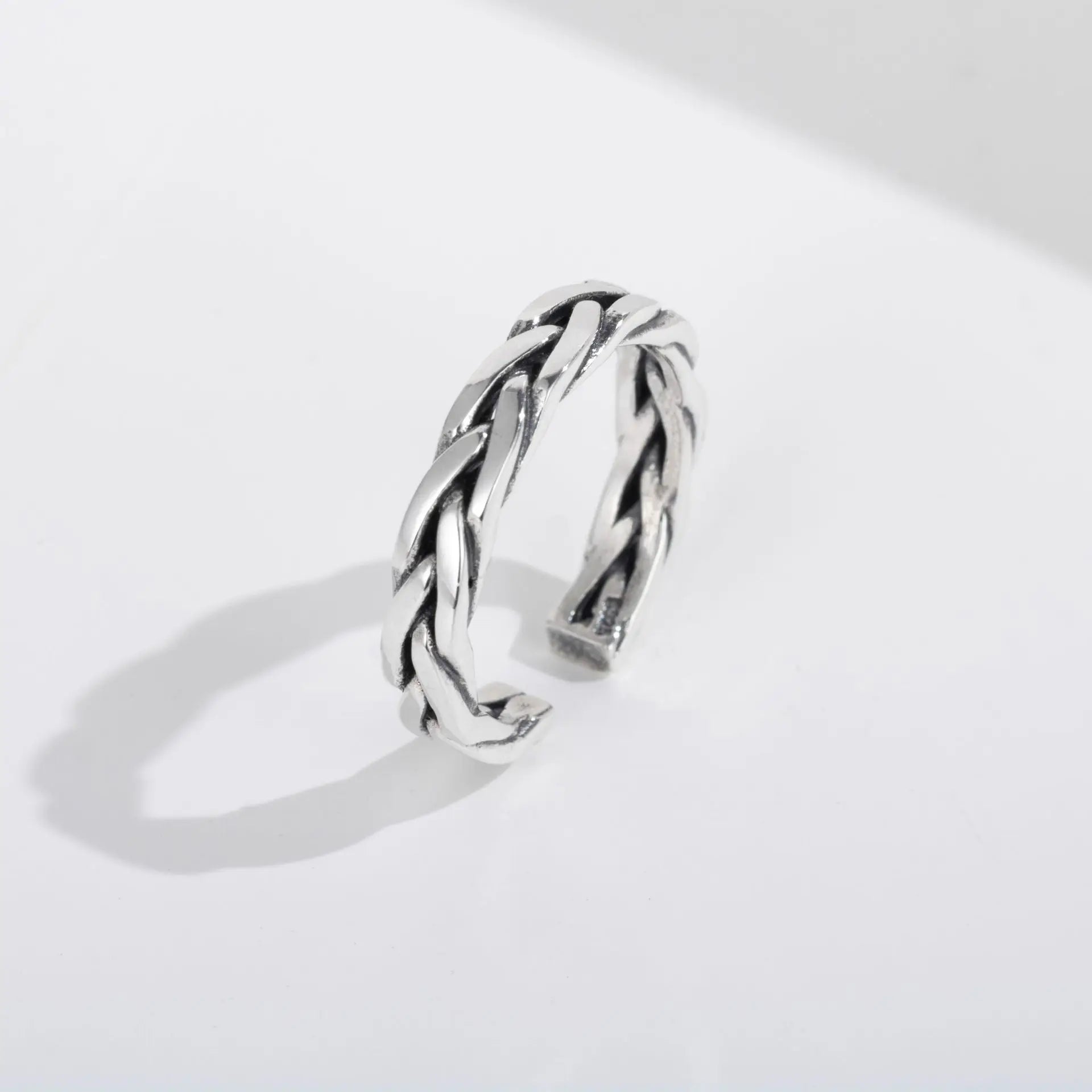Trendy Jewelry 925 Silver Simple Fashion Men Chain Ring Unisex Open Rings for Women Party Gift