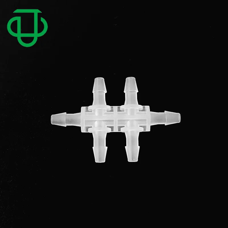 Mini 3/32 Inch 2.4mm Hose Barb Double Tee 6 Ways Tubing Connector TT Shape 6 Ways Cross Tube Barb Fitting