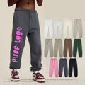 440g Custom Puff Print Embroidered Dirty Terry Cotton Solid Trouser Casual Tapered Sweatpants Cargo Pants Jogging Pants for Men