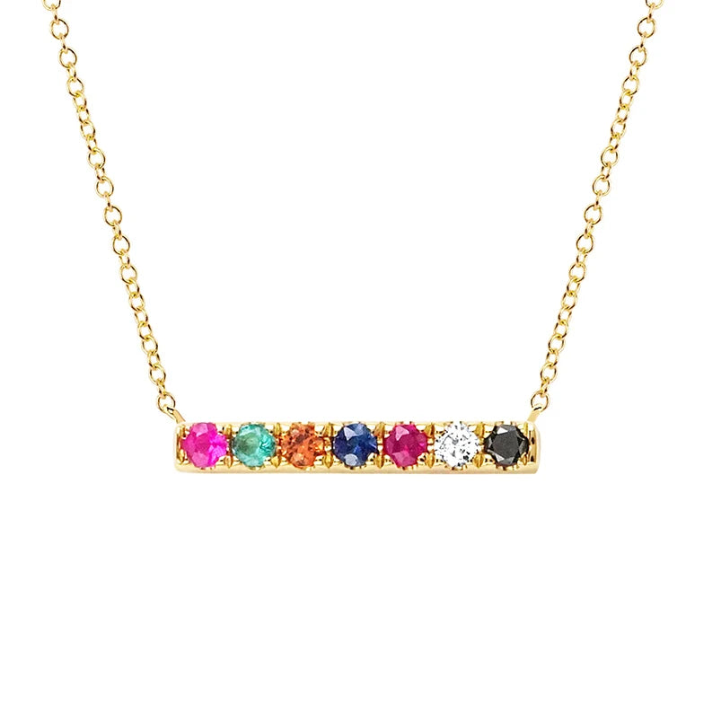 Gemnel Wholesale Dainty 18kgp Gold rainbow Chain Necklace Silver Jewellery