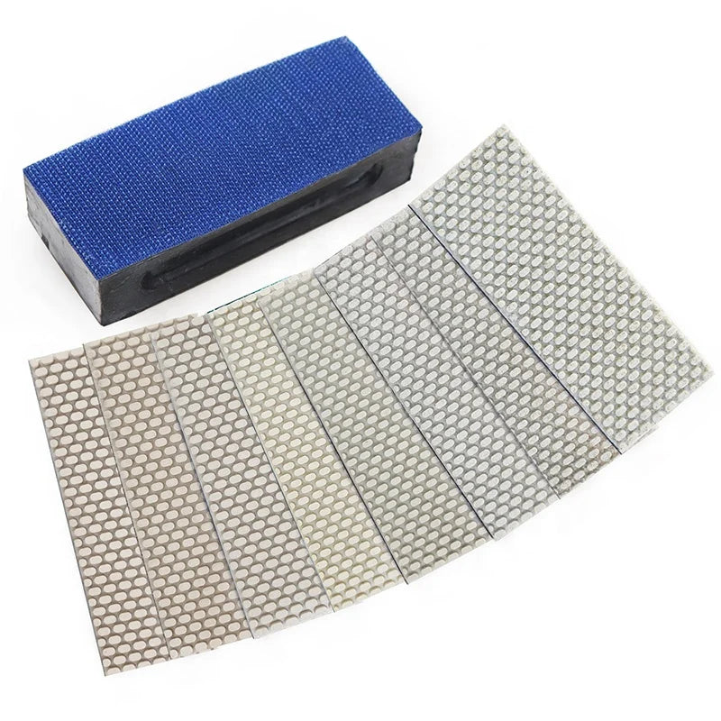 1Set/9PCS 8*Diamond Square Hand Polishing Pads / Sanding Disc / Polishing Disc / Sanding Block /Abrasive Tools+1pc Holder Backer