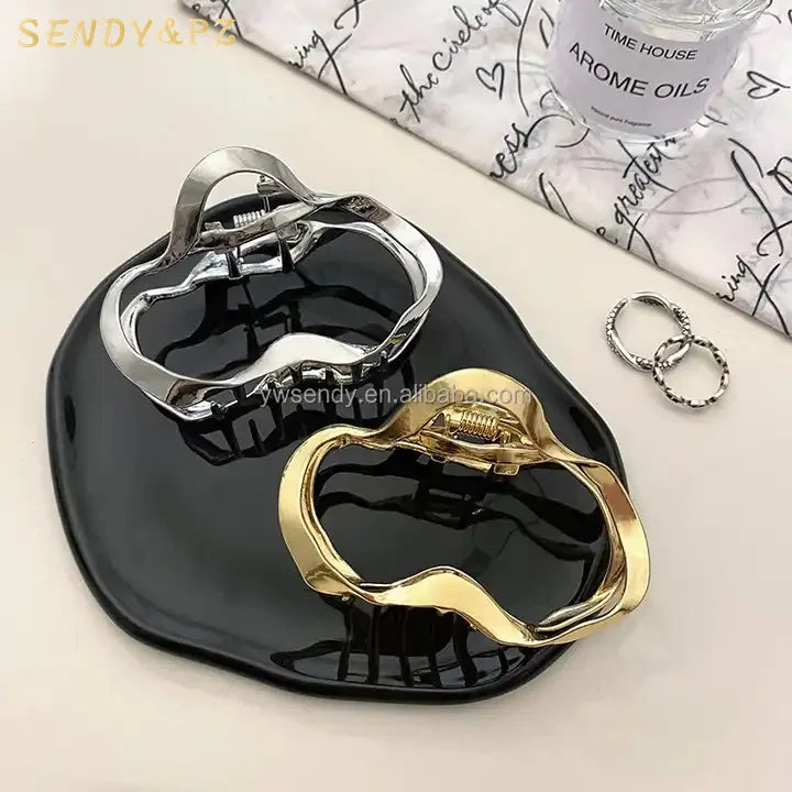 Women Metal Hair Clip Claw Accessories Large Medium Gold Hair Claw Clips Irregular Shape Metal Hairgrip for Lady