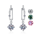 Moissanite 1-2 Carat Paper Clip Earrings High Quality 925 Sterling Silver Women Stud Earrings Wedding Jewelry GRA Certified