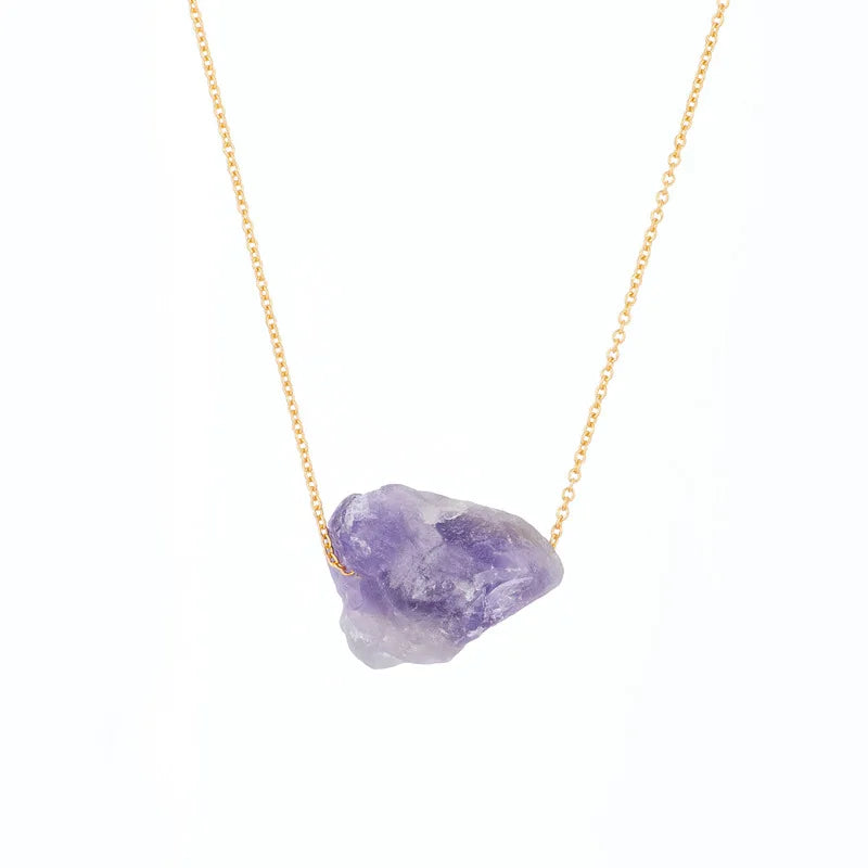Ins Fine Colorful Natural Rose Quartz Raw Stone Gold Plated Choker Necklace Crystal Healing Women's Gift