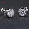 Rhodium Plated 925 Silver Moissanite Earrings 0.5CT Round Brilliant Cut Solitaire Moissanite Ear Studs Vintage Earings 2021