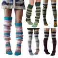 Wholesale Winter Striped Long Knitted Leg Warmer Socks Women Warm Thick Slouch Over the Knee Thigh High Socks