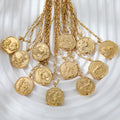 JOOLIM High End 18k PVD Gold Plated Stainless Steel  Cast Round Coin Sign Zodiac  Horoscope Necklace