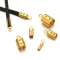 50 Pcs PVD Gold Plated Inner1/2/3/4/5 mm Single Hole Rope Clip Clasps for Diy Jewelry Making Necklace Bracelet Chain Accessories