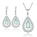 C2183 Abiding Fine Jewelry Factory Cubic Zirconia Pear Green Prasiolite Gemstone Handmade Women 925 Silver Jewelry Set
