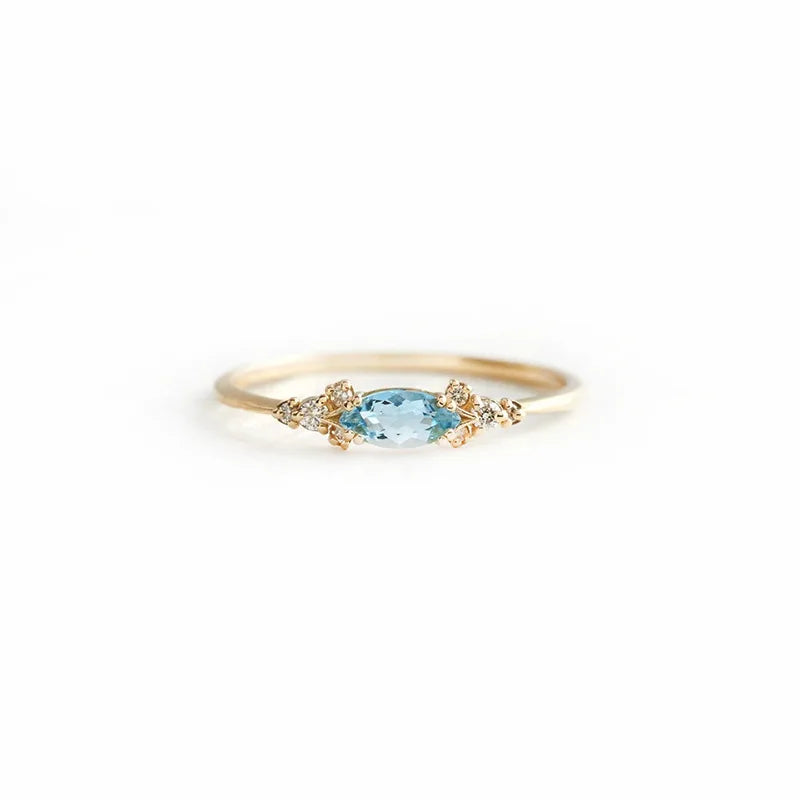 High Quality Horse Eye Blue Diamond Tail Rings S925 Sterling Silver Cz Zircon Ring for Engagement
