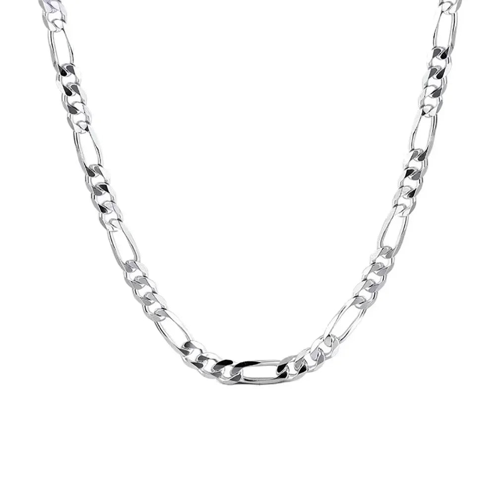 New Arrival 925 Sterling Silver Italian 5mm Diamond-Cut Figaro Chain Bracelet Necklace for Women Men Classic Handmade Jewelry