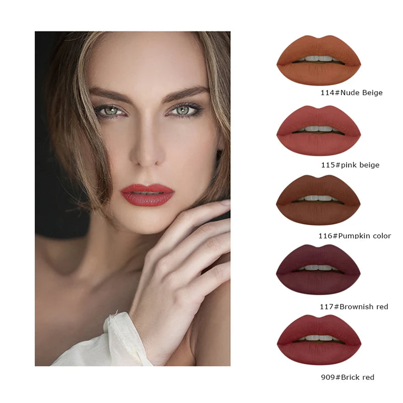 Private Label 5 Color Matte Velvet Lip Glaze Kit Wholesale High Pigmented Waterproof Vegan Liquid Lipstick