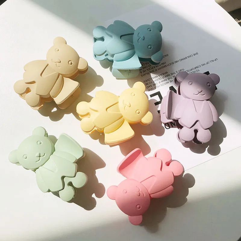 New Arrivals Cute Cartoon Bear Claw Hair Clip Candy Color Acrylic & PC Material for Daily Hair Decoration for Girls