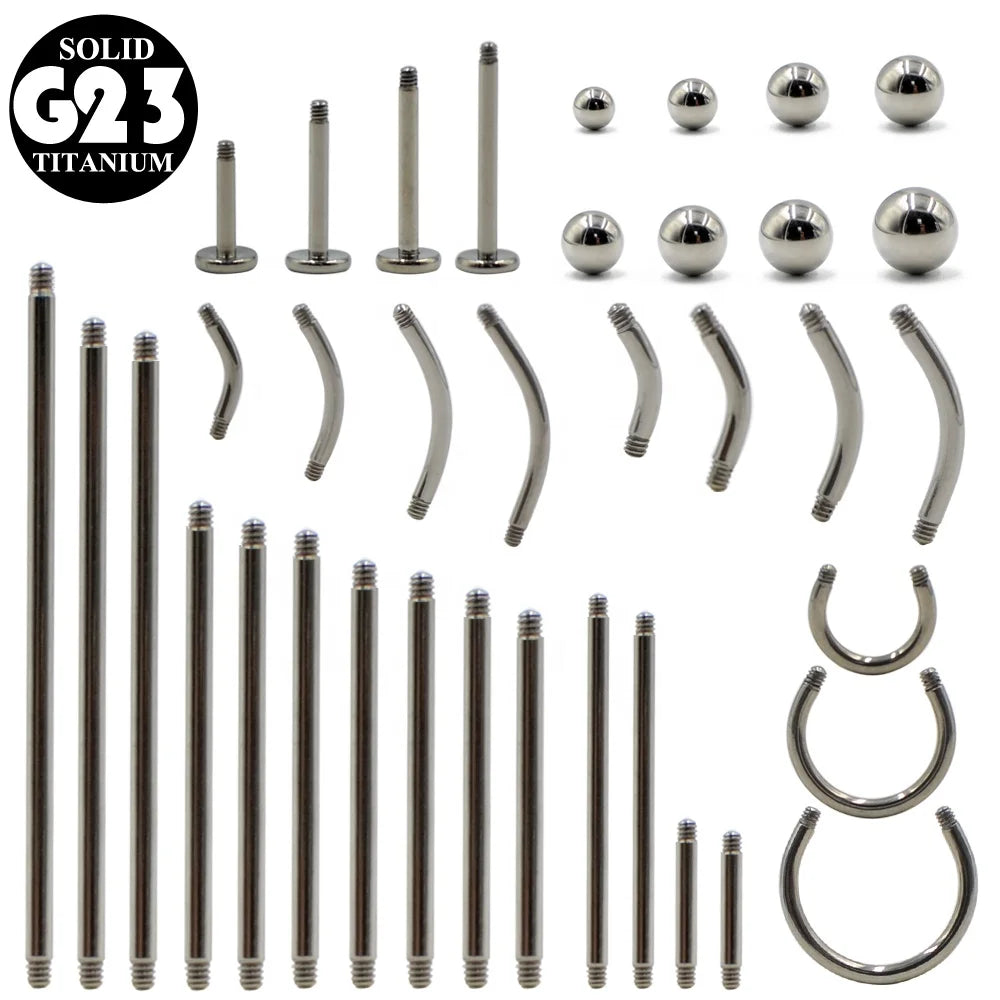 G23 Titanium External Thread Replacement Accessory Basic Piercing Barbell Labret Crystal Circular Ball Cone Wedding Wholesale