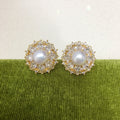 Factory Direct 5A Light Luxury Micro Inlaid Zircon Natural Freshwater Pearl Stud Earrings