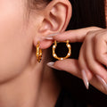 MICCI Stainless Steel Waterproof Jewellery Custom Hoop Gold Plated U Shaped Hoop Earrings for Women