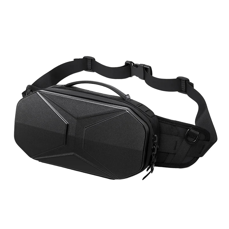 Black Hard Case EVA Small Mobile Phone Sport Side Chest Sling Crossbody Luggage Travel Shoulder Messenger Bag for Men Women