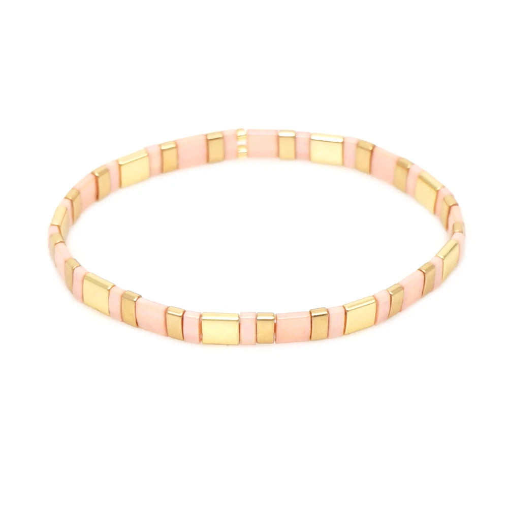Go2boho   New Fashion Women Braided Beads Strech Bracelet With Pink Color for Girlfriend Gift