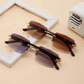 GWTNN OEM Gafas Hombre Metal Irregular Diamond Cut Rectangle Mens Square Rimless Sunglasses Men