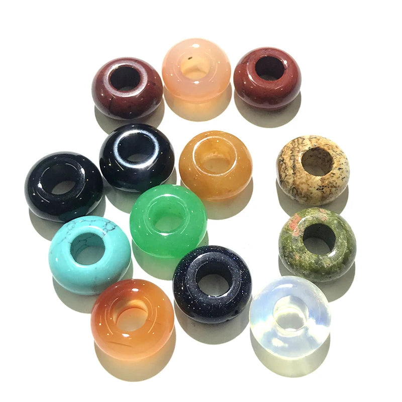 Wholesale 8mm 14mm Carnelian Howlite Jade Rondelle Large Hole Gemstone Beads Big Hole Stone Beads for Jewelry Making 4-12mm