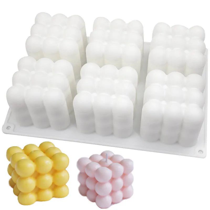 Wholesale P1240 6 Cavity 3D Magic Square Cloud Silicone Mold Large Bubble Cube Soap Wax Melt Candle Mold Pumpkin for Baking Bag