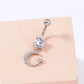 Wholesale Custom Fashion Body Piercing Jewelry Copper Zircon Belly Ring Navel Nail Moon Belly Button Ring For Women