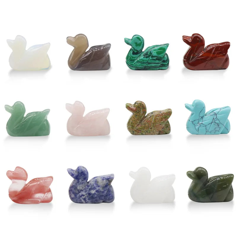 Huiying Home Decoration 1.3inch Animal Statue Stone Healing Crystals Stones Swam Set Crafts Eco-friendly Love Gemstone Folk Art