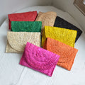 Fashion Color Summer Bag Women Handbag Natural Straw Half Round Mini  Beach Clutch Bag