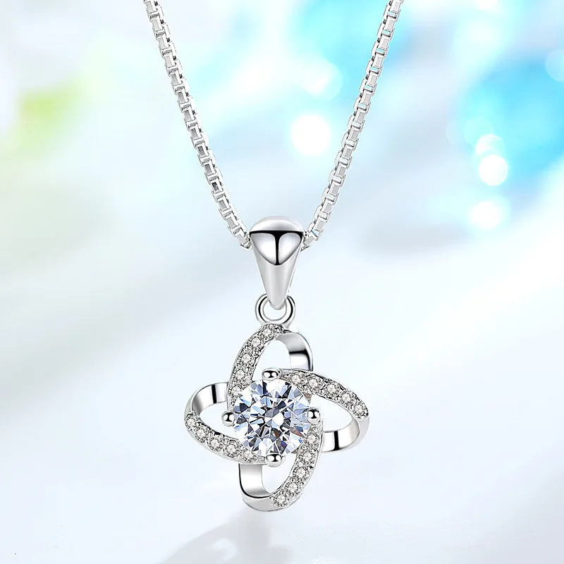 Wholesale New Fashion Jewelry Chain 925 Silver Four Leaf Clover Zircon Necklace for Women